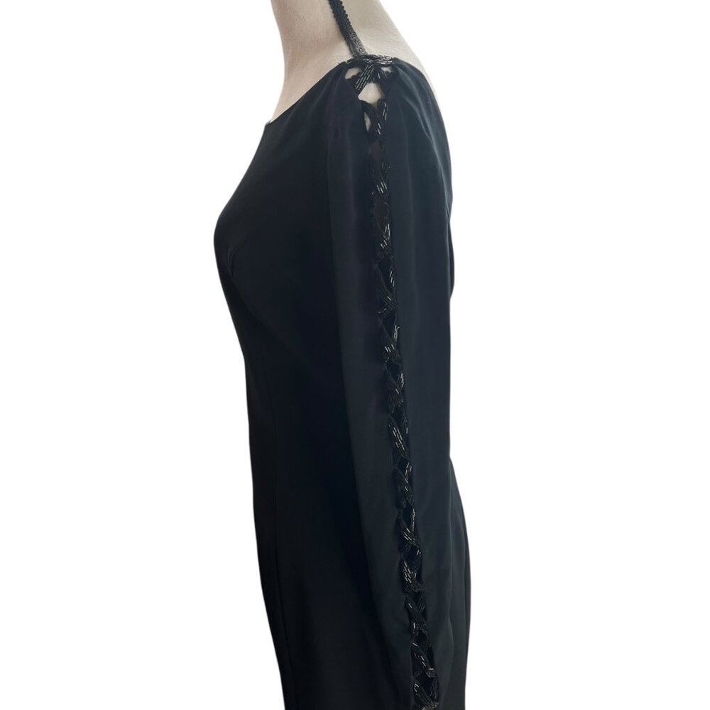 Niteline Black Long Sleeve Dress With Lace-Up Sleeves size 4 - Picture 4 of 6
